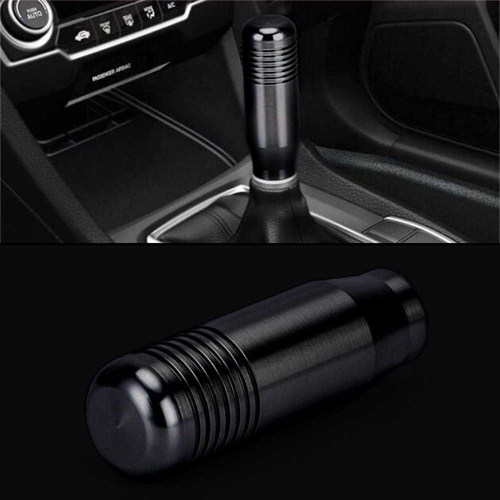 Manete de mudanças em alumínio durável na cor preta para modificação de carro, evidenciando design ergonómico