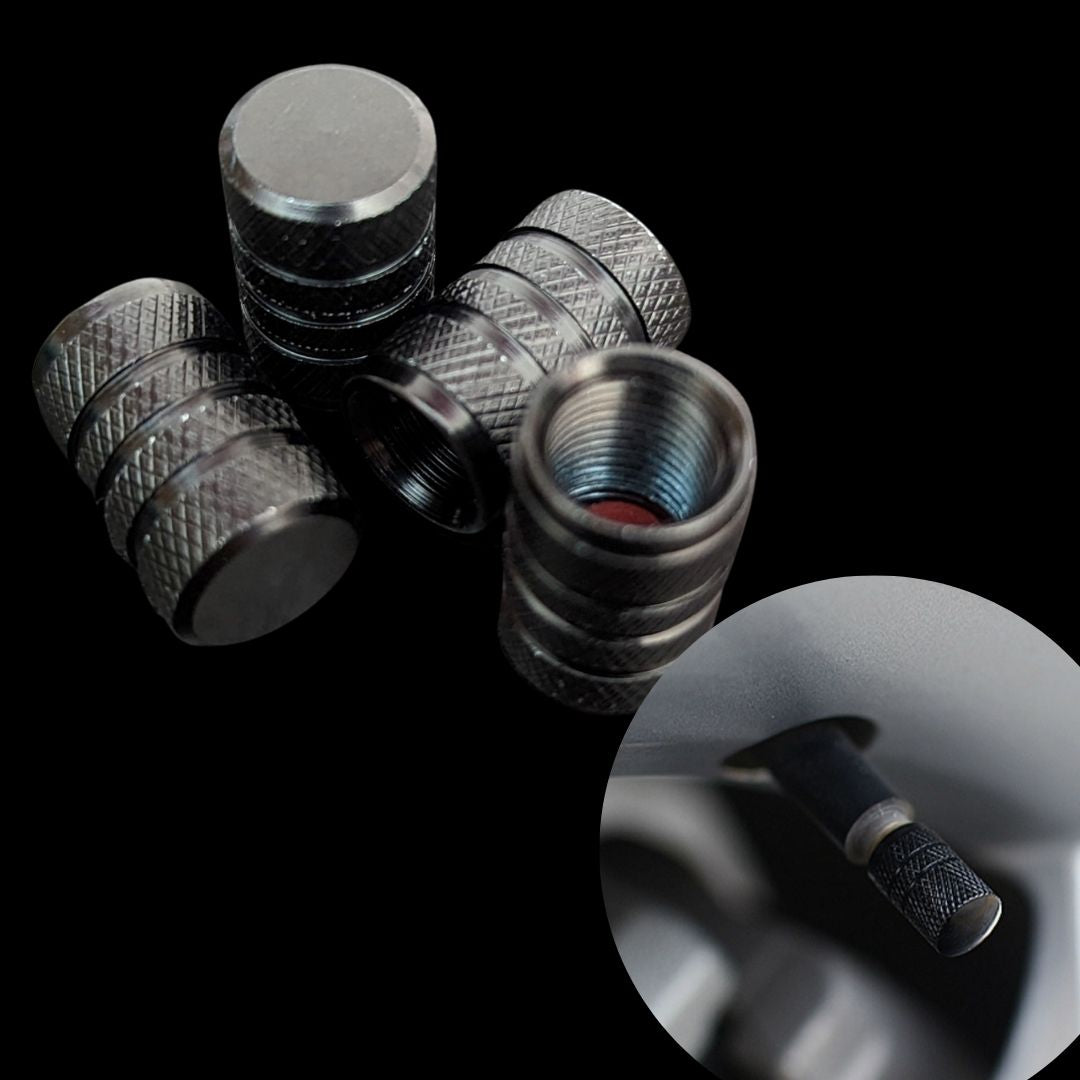 Quatro tampas de válvula em metal com acabamento em preto e design elegante personalização automóvel carro
