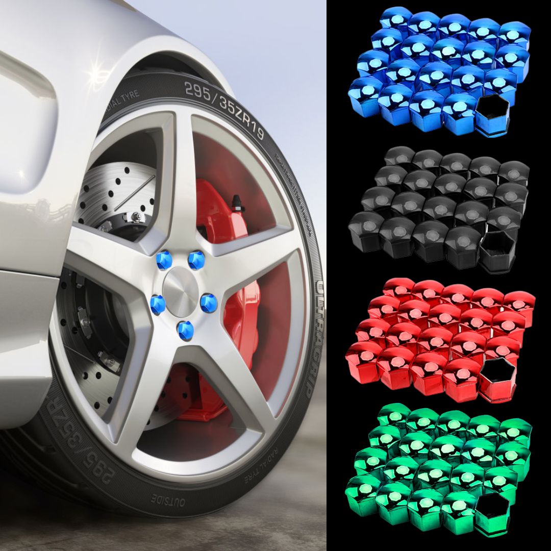 Tampas para porcas várias cores azul preto vermelho verde que realçam as jantes