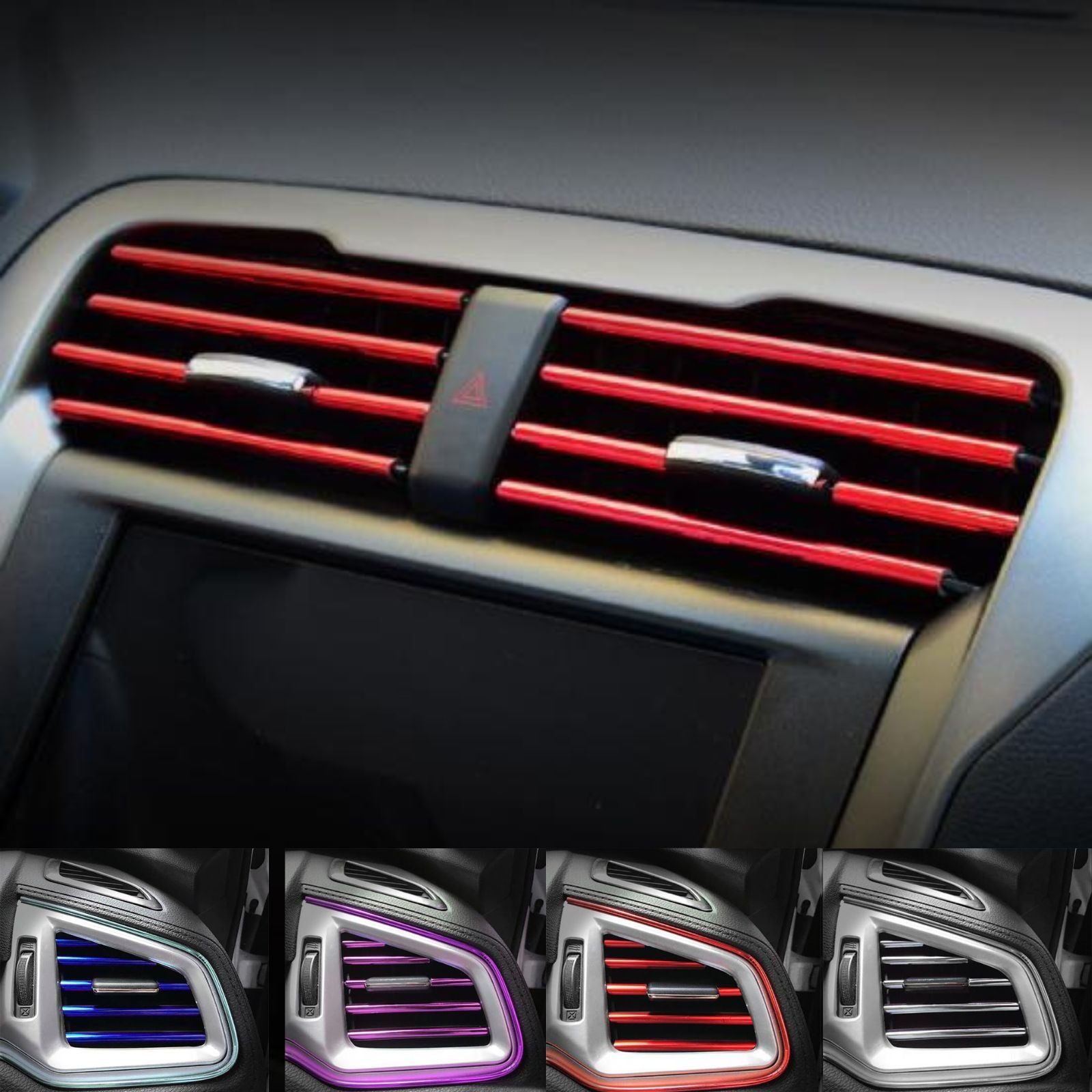 tiras decorativas multicoloridas para grelha de ventilação do carro, opções de personalização versáteis para qualquer interior de automóvel