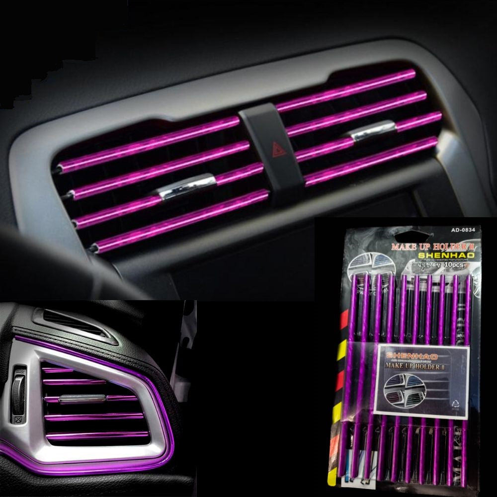 Faixas tiras decorativas roxas para grelha de ventilação do ar do carro, proporcionando um toque único e personalizado ao interior do veículo