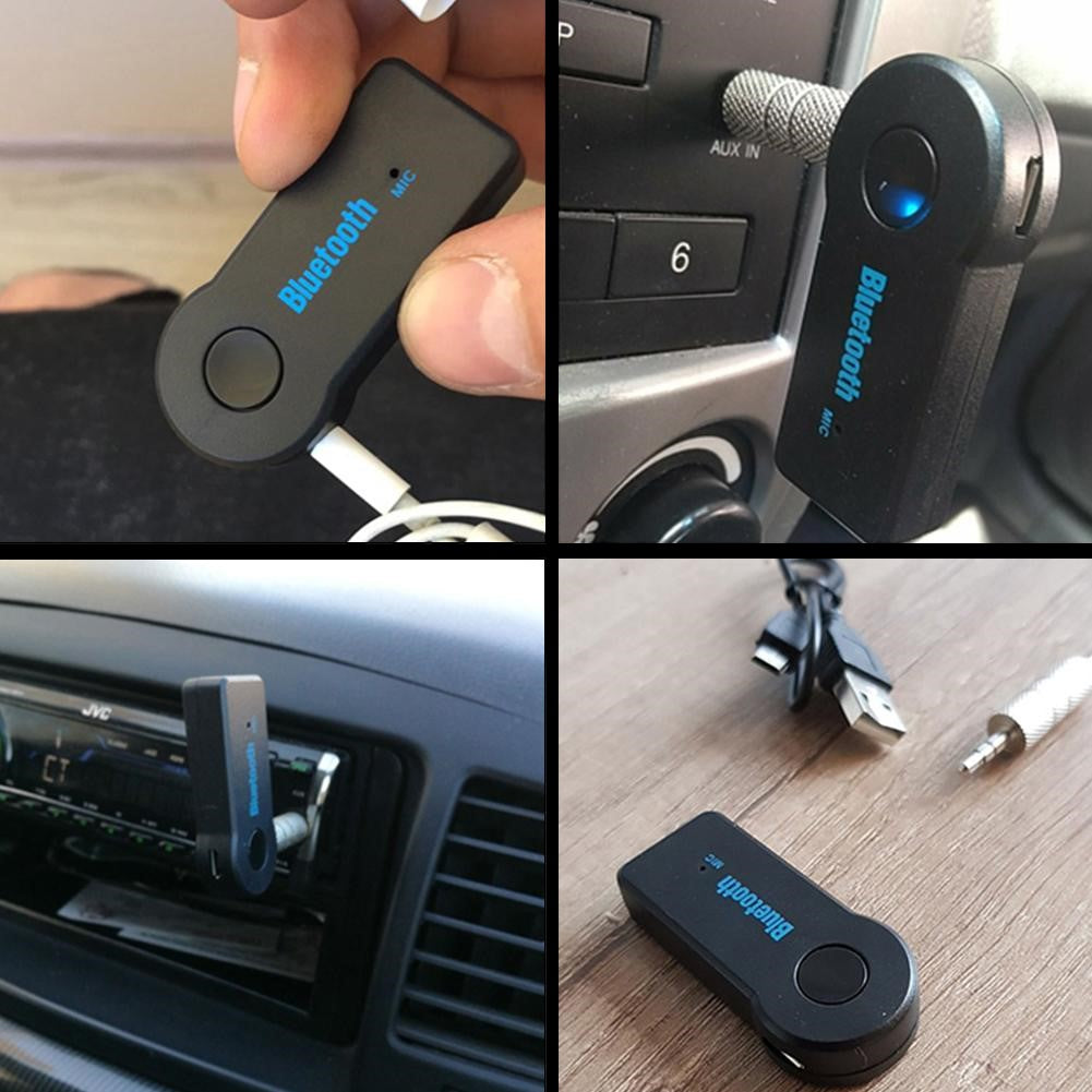 transmissor Bluetooth na cor preto para ligar à saída aux do automóvel para poder realizar-se chamadas e ouvir música