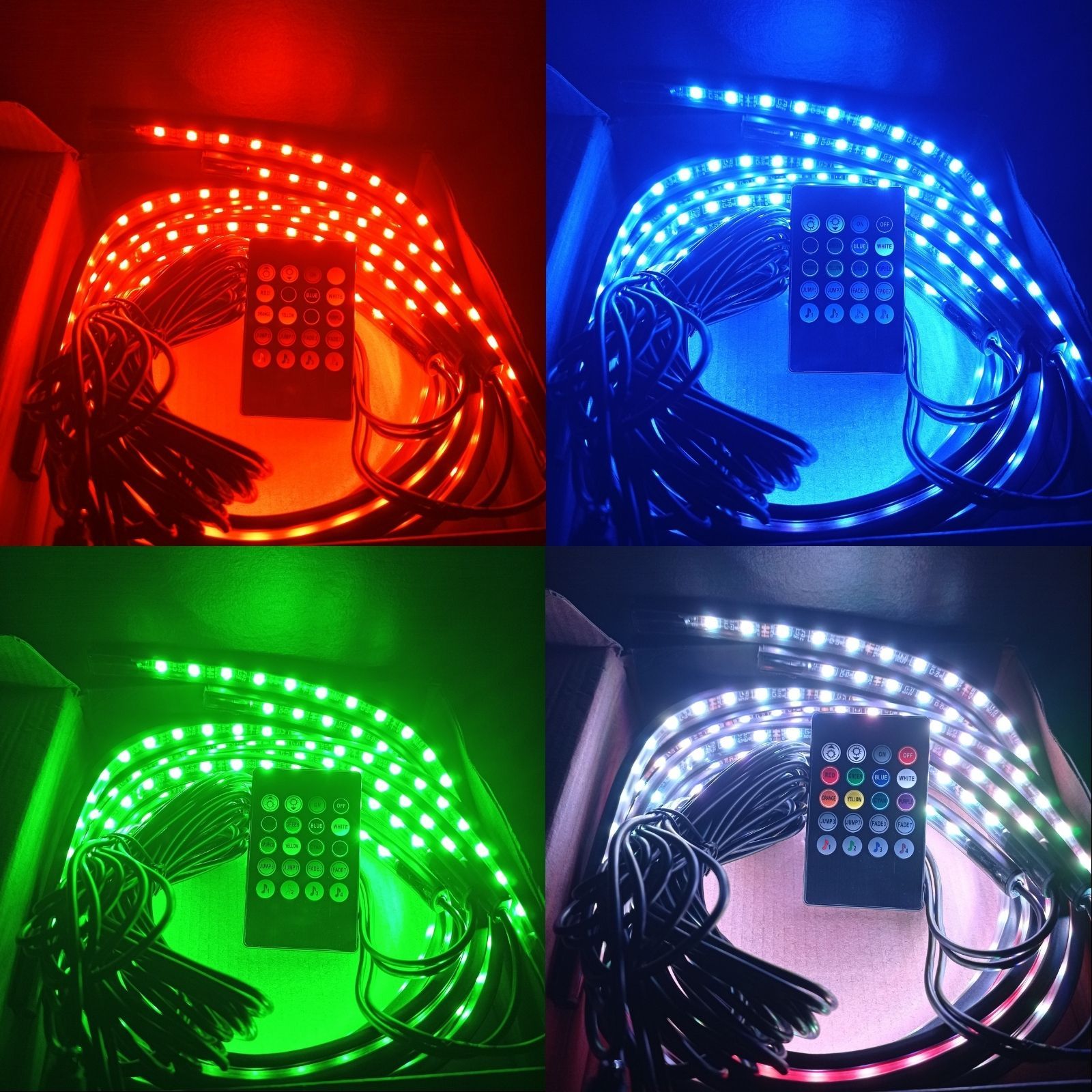 Vários exemplos de cores do UnderGlow RGB LED Iluminação Exterior 